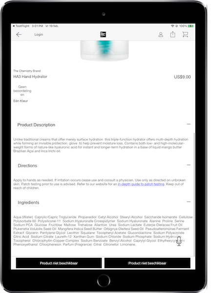 The iPad product description in the language that you selected.