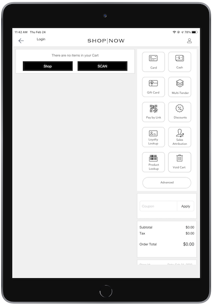 The Cart screen in the POS app.