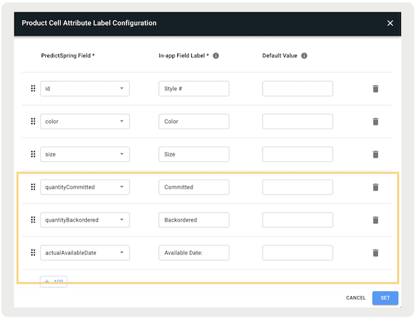 The product display fields in Point of Sale CMS.