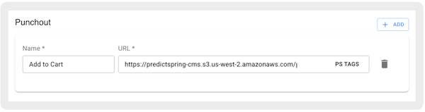The Punchout setting with PS tags added in Point of Sale CMS.