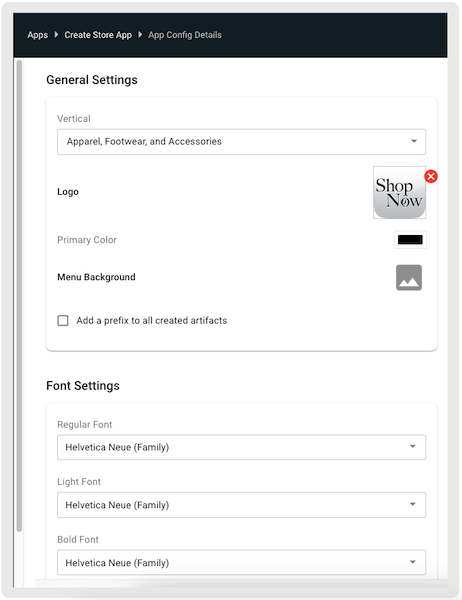 The General Settings of the App Config Details screen in Point of Sale CMS.
