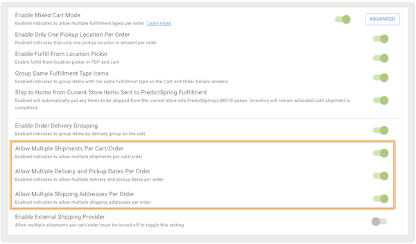 The settings in Point of Sale CMS to configure for pickup dates.