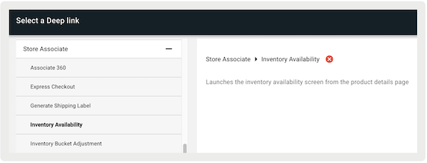 The Inventory Availabiloity Deep Link in Point of Sale CMS.