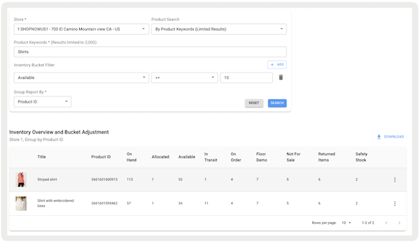Enhanced Inventory Filtering options in Point of Sale CMS.