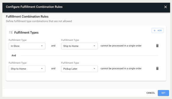 Add multiple fulfillment types in Point of Sale CMS.