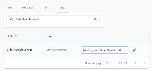 The Order Search Layout, mapped to the new search layout, in Point of Sale CMS.