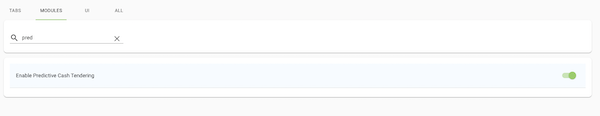 The Enable Predictive Cash Tendering setting in Point of Sale CMS.