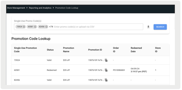 The Promotion Code Lookup settings in Point of Sale CMS.