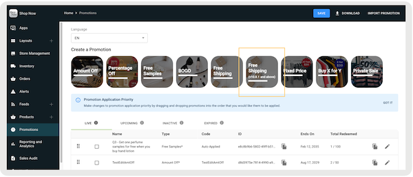 Configure No-cost Shipping in Point of Sale CMS.