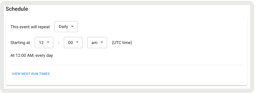 The inventory export scheduler in Point of Sale CMS.