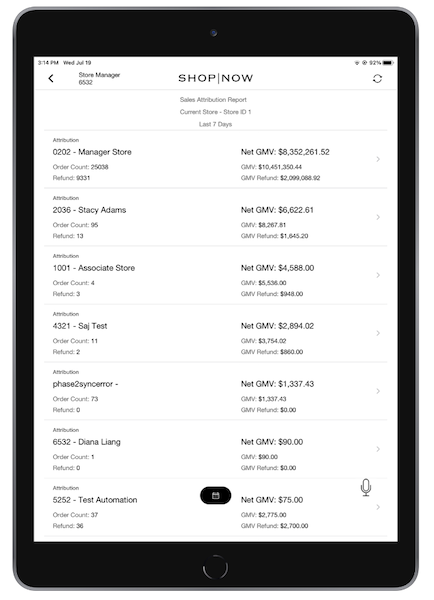 The Associate Sales Attribution Report in the POS app.