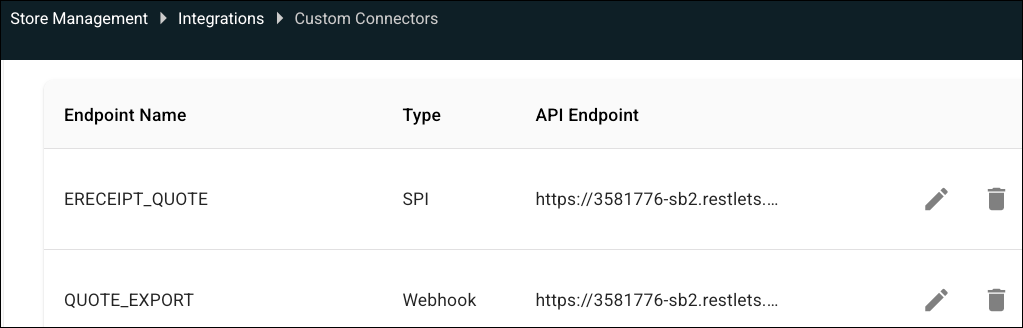 The Quote Customer Connectors in Point of Sale CMS.