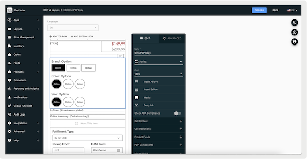 The Edit OmniPDP Config section of Point of Sale CMS.