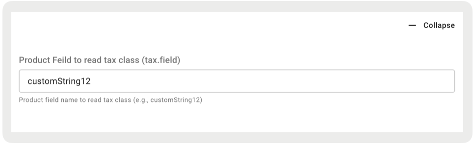 A form field indicates a product field name.