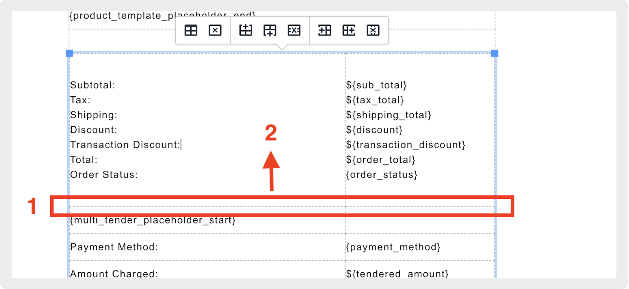 The drag handle used to adjust the height of a row.