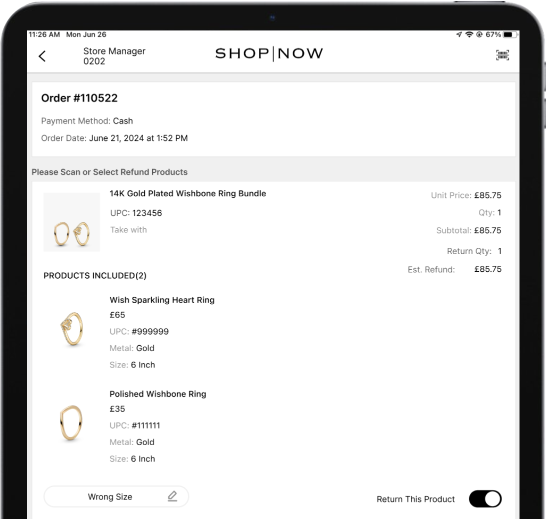 Returns and exchanges for bundles