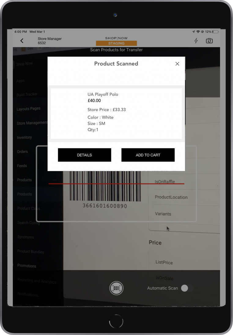 A screenshot of the POS showing a sale price overriding the store price.