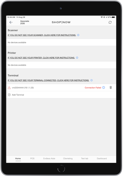 Slow Connection error for Ayden Terminal in the POS app.