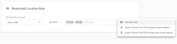 The Restricted Location Rule setting in Point of Sale CMS.