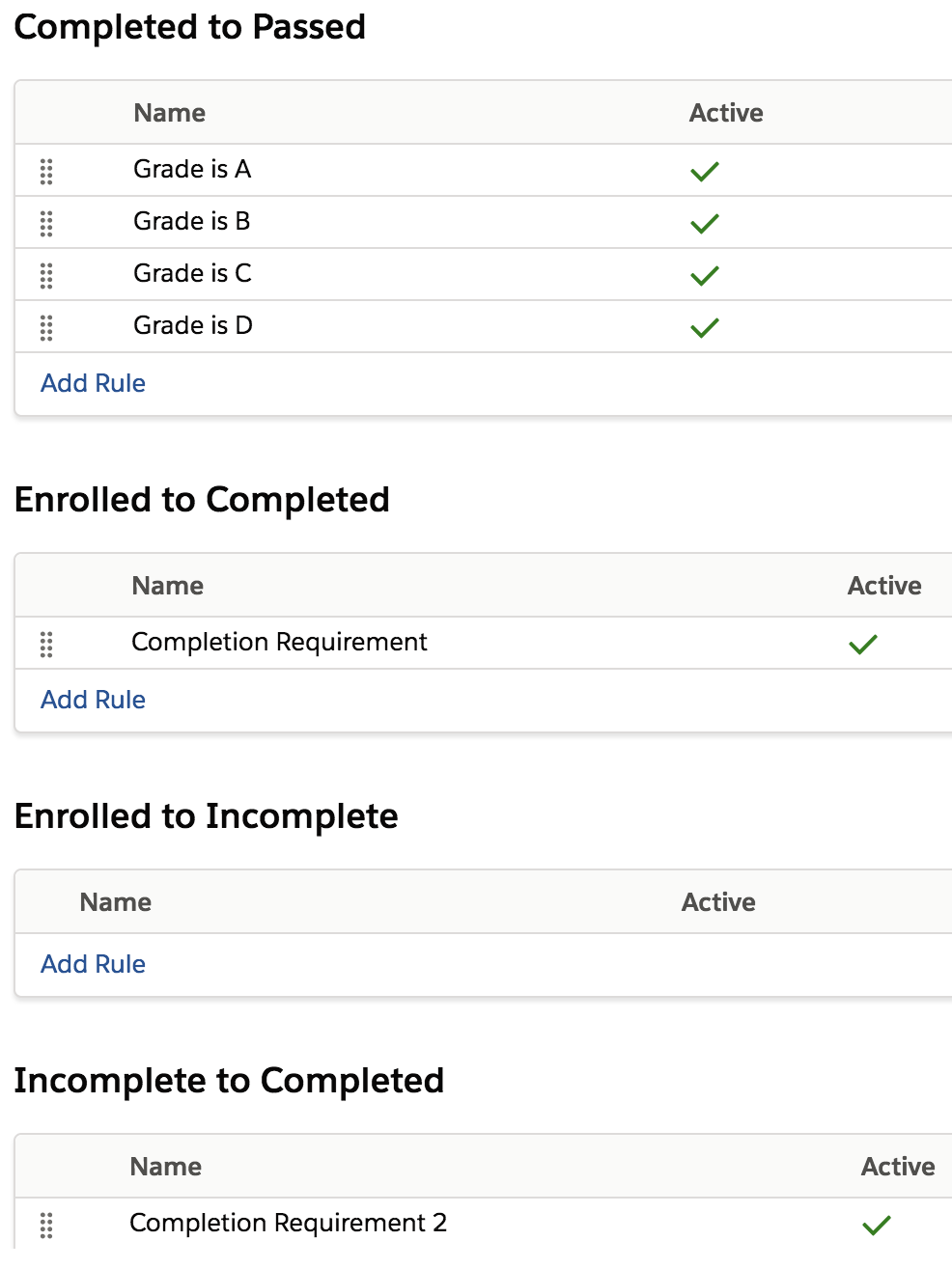 Grade Rules Configuration Example