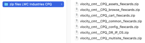 Folder view of the downloaded zip files of the static resources