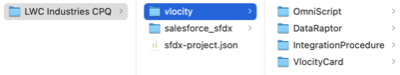 The completed project file should include the two vlocity and salesforce_sfdx folders and the sfdx-project.json file.