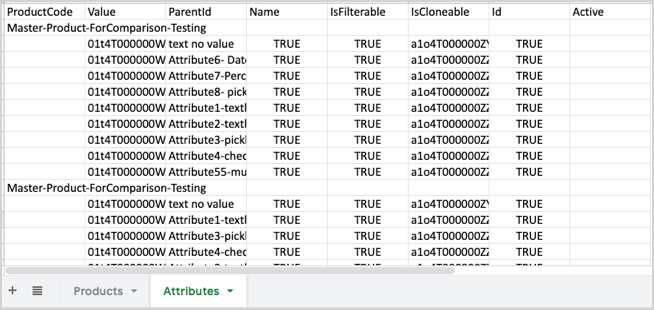 Master product for Comparision- Testing