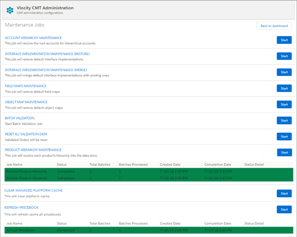 An example of the Completed status for the REFRESH PRICEBOOK job