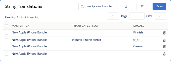 The String Translations page.