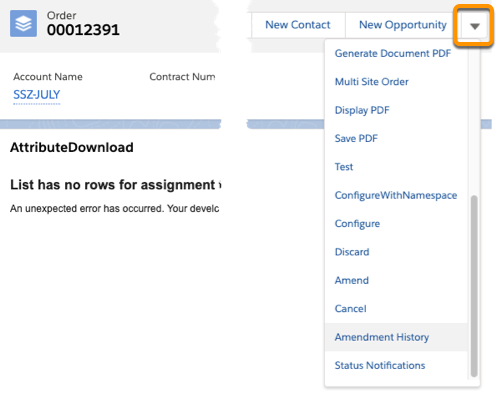 The location of the menu of additional actions on the Order record page.