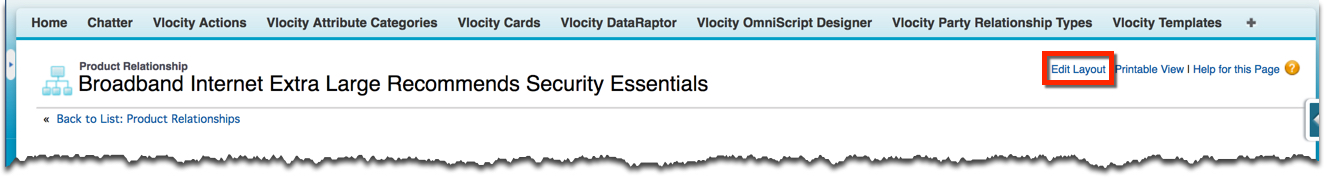 The Edit Layout button on the Product Relationship page.