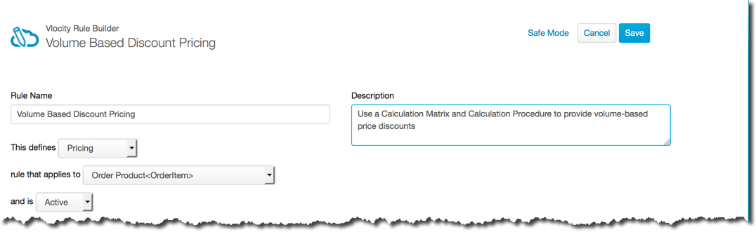 Example volume Based Discount Pricing rule.