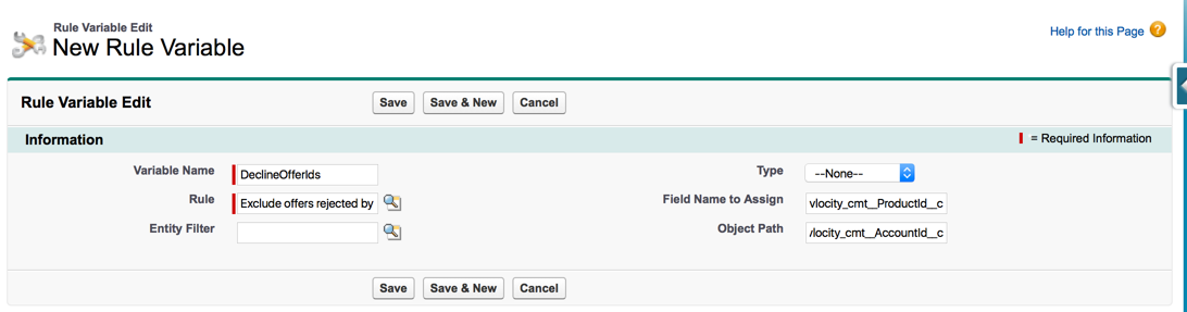 The New Rule Variable window.