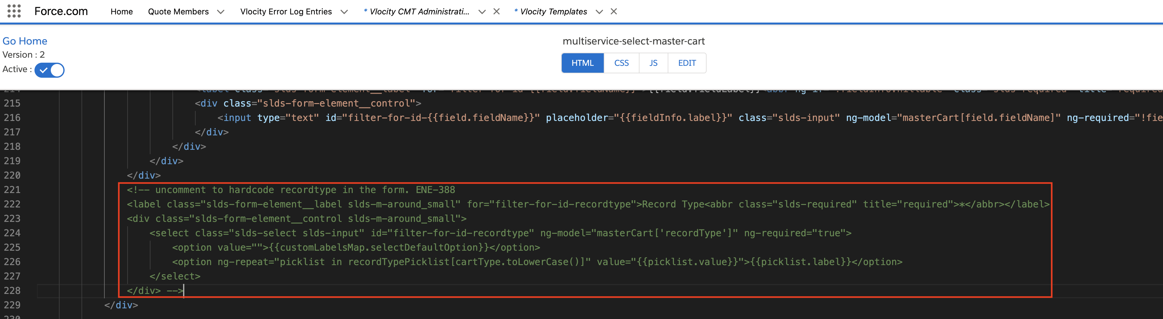Uncomment the code that begins with: <label class="slds-form-element__label slds-m-around-small" ...