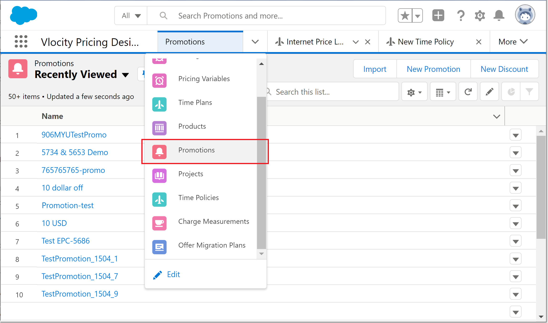 The Promotions​​ item in the Pricing Designer navigation menu