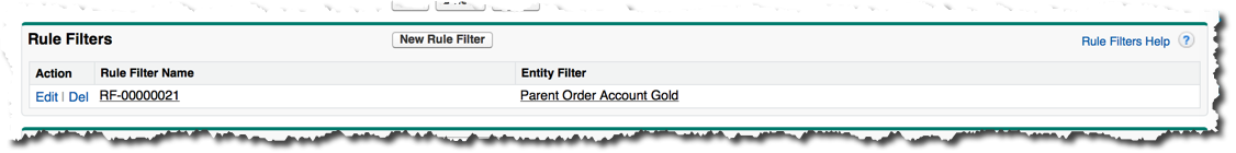 A Rule Filters list with one item.