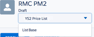 The price list picklist is set to YS2 Price List.