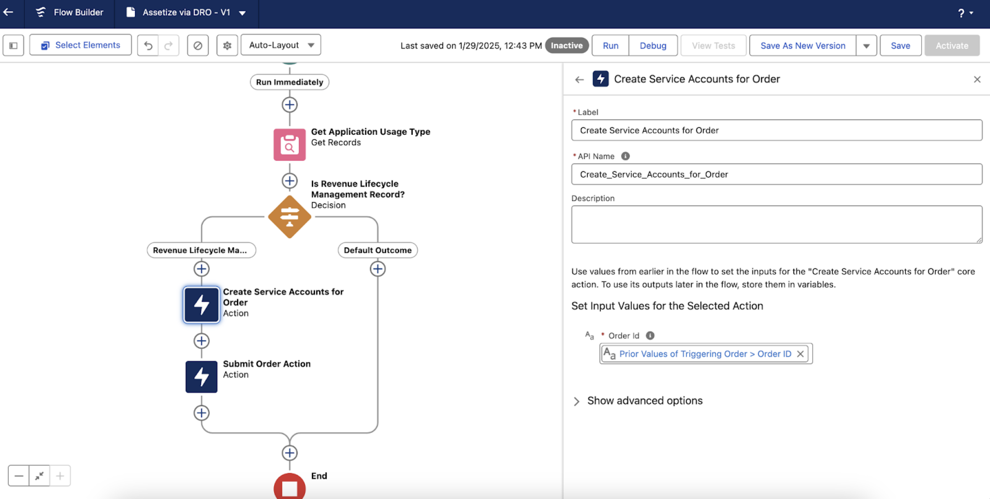 Create Service Account for Order