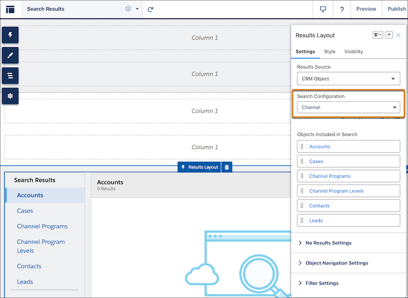 Saved search configuration