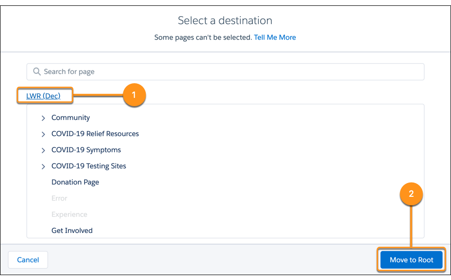 Move to root button