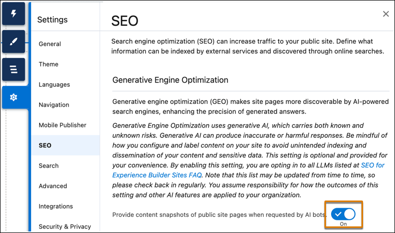 GEO setting in Experience Builder