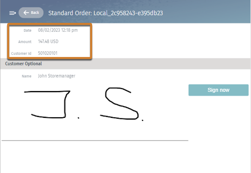 Header attributes in a signature