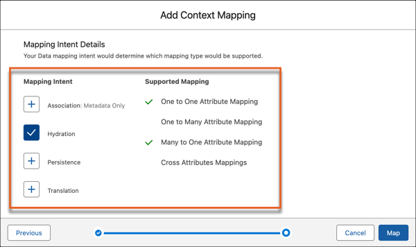 Option to select mapping intent.