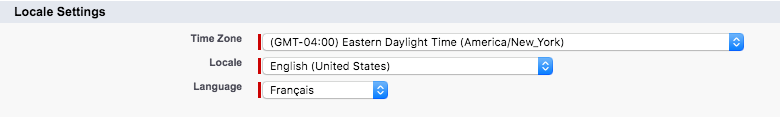 The Locale Settings page, with Time Zone, Locale, and Language fields.