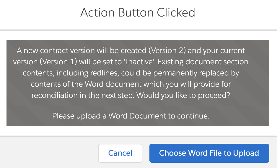 Action button message screenshot