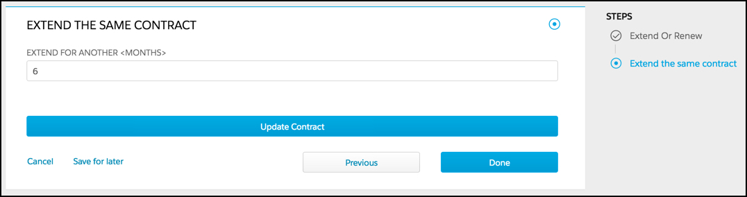 Extend the same contract screenshot