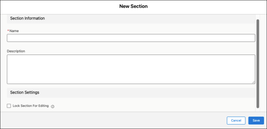 Create new section to add section properties.