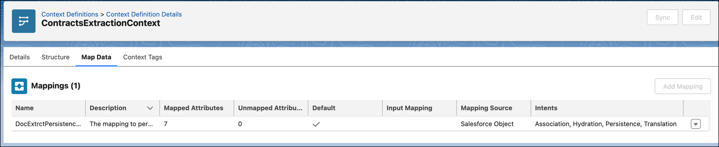 View the Standard ContractsExtractionContext Mapping