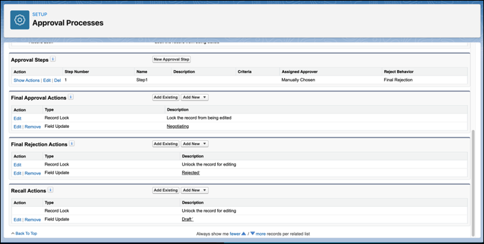 Approval process details page.