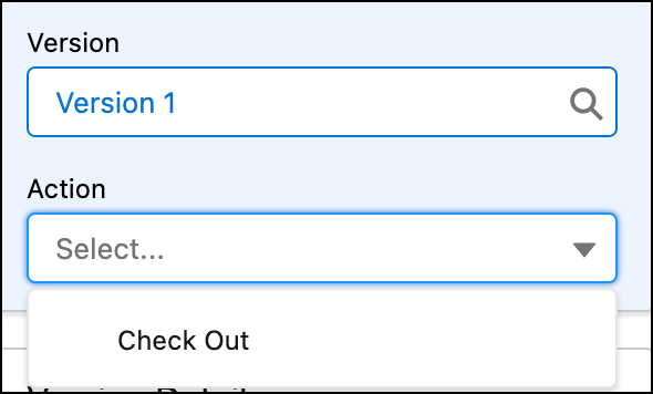 Check Out action to create new contract document version.